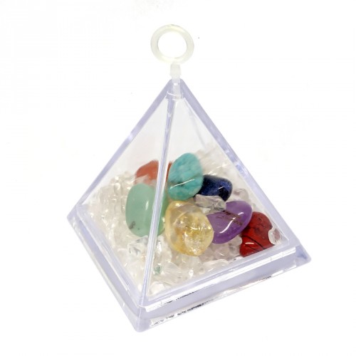 Kit de pierres chakra avec quartz de rechargement (pyramide)