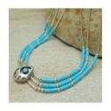 Collier 3 rangs turquoise et argent 925