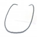 Collier hématite boules de 4 mm - Fermoir argenté - 43 cm