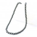 Collier hématite boules de 6 mm - Fermoir argenté - 43 cm