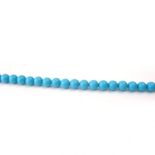 Perle turquoise reconstituée ronde 4 mm, 1 fil