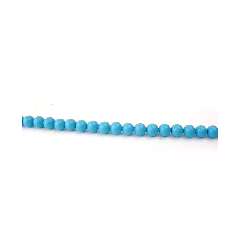 Perle turquoise reconstituée ronde 4 mm, 1 fil