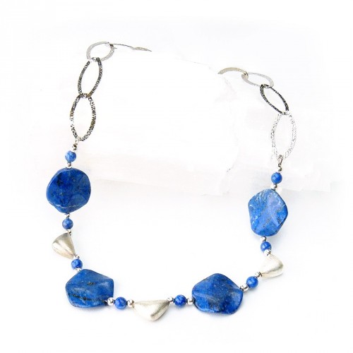 Collier en pierre lapis lazuli et argent 925