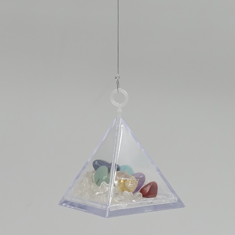 Kit de pierres chakra avec quartz de rechargement (pyramide)