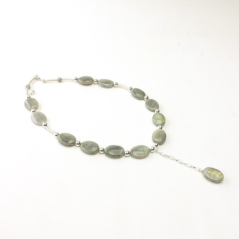 Collier argent et labradorite