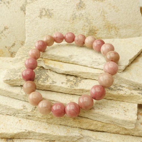 Bracelet rhodonite 8 mm sur élastique