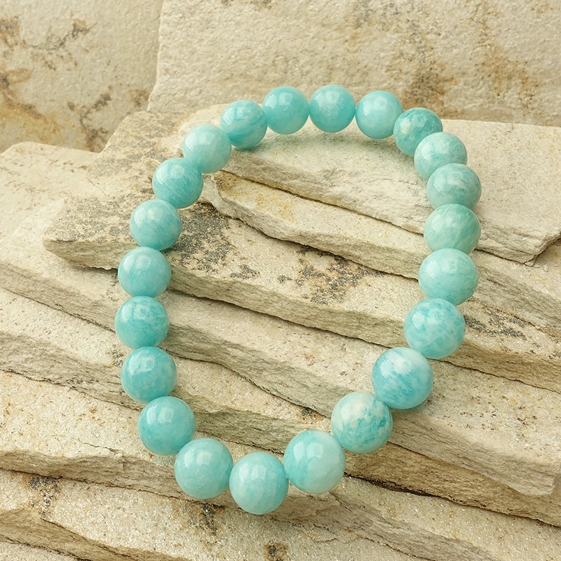 Bracelet amazonite 8 mm sur élastique