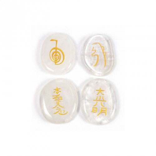 Reiki set de 4 pierres cristal de roche avec pochon