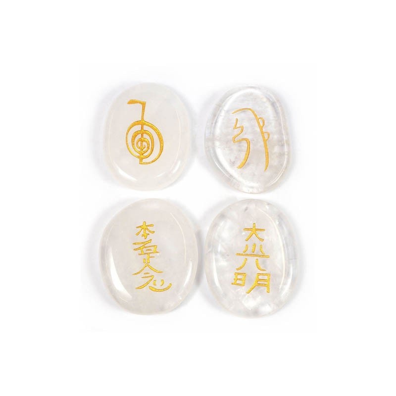 Reiki set de 4 pierres cristal de roche avec pochon