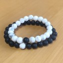 Bracelet couple - Howlite et Onyx dépoli