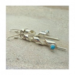 Boucles d&#039;oreilles &quot;spirales&quot; argent 925 et turquoise