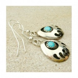 Boucles d&#039;oreilles &quot;pattes d&#039;ours&quot; en turquoise et argent 925