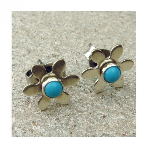 Boucles d'oreilles en turquoise et argent 925