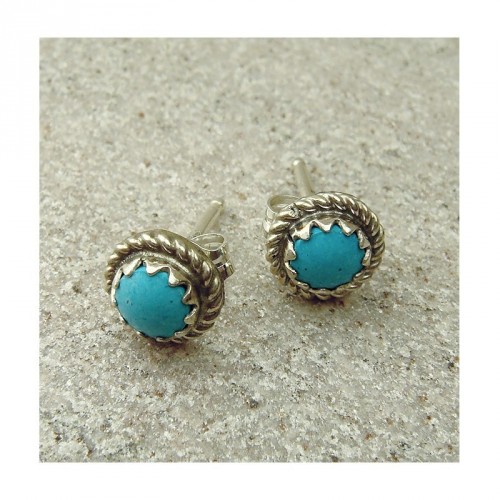 Puces d'oreilles en turquoise et argent 925