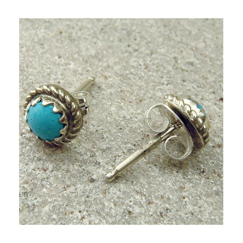 Puces d'oreilles en turquoise et argent 925