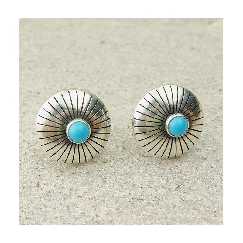 Puces d'oreilles en turquoise et argent 925