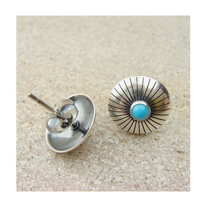 Puces d'oreilles en turquoise et argent 925