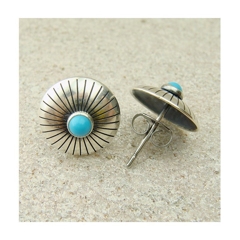 Puces d'oreilles en turquoise et argent 925