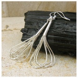 Boucles d&#039;oreilles &quot;liquid silver&quot; 5 brins