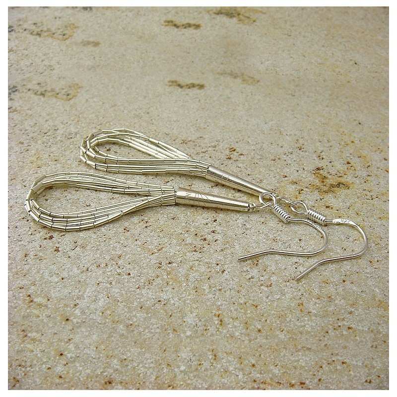 Boucles d'oreilles "liquid silver" 5 brins