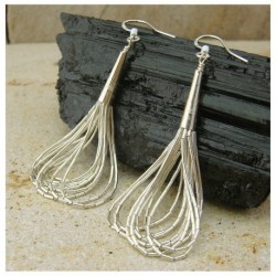 Boucles d&#039;oreilles &quot;liquid silver&quot; 10 brins