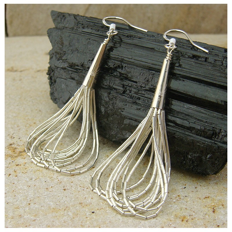 Boucles d'oreilles "liquid silver" 10 brins