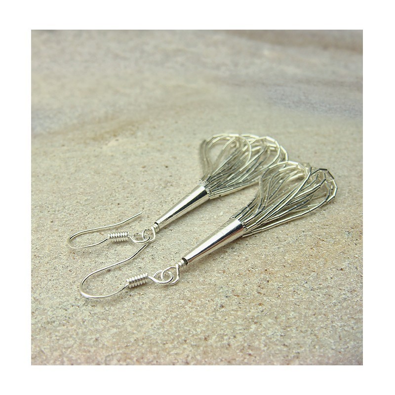 Boucles d'oreilles "liquid silver" 10 brins